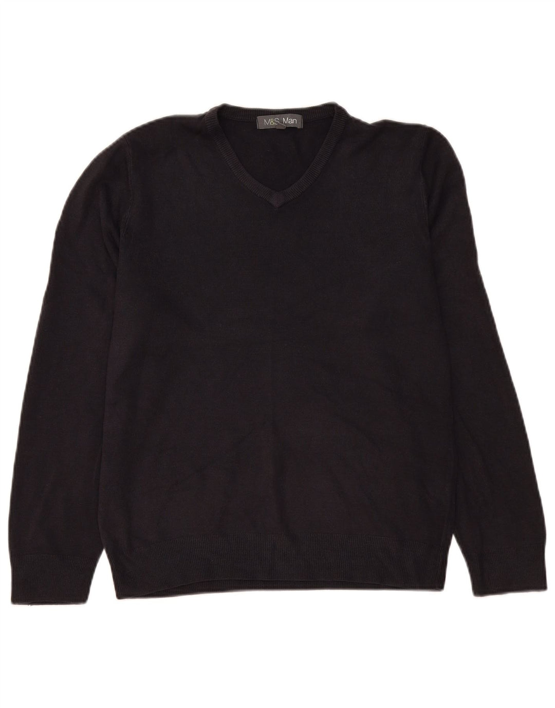Maglione da uomo con scollo a V Marks & Spencer medio blu navy in acrilico