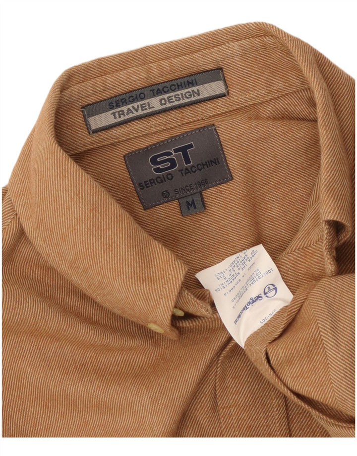 SERGIO TACCHINI Camicia Uomo in Flanella di Cotone Beige Medio