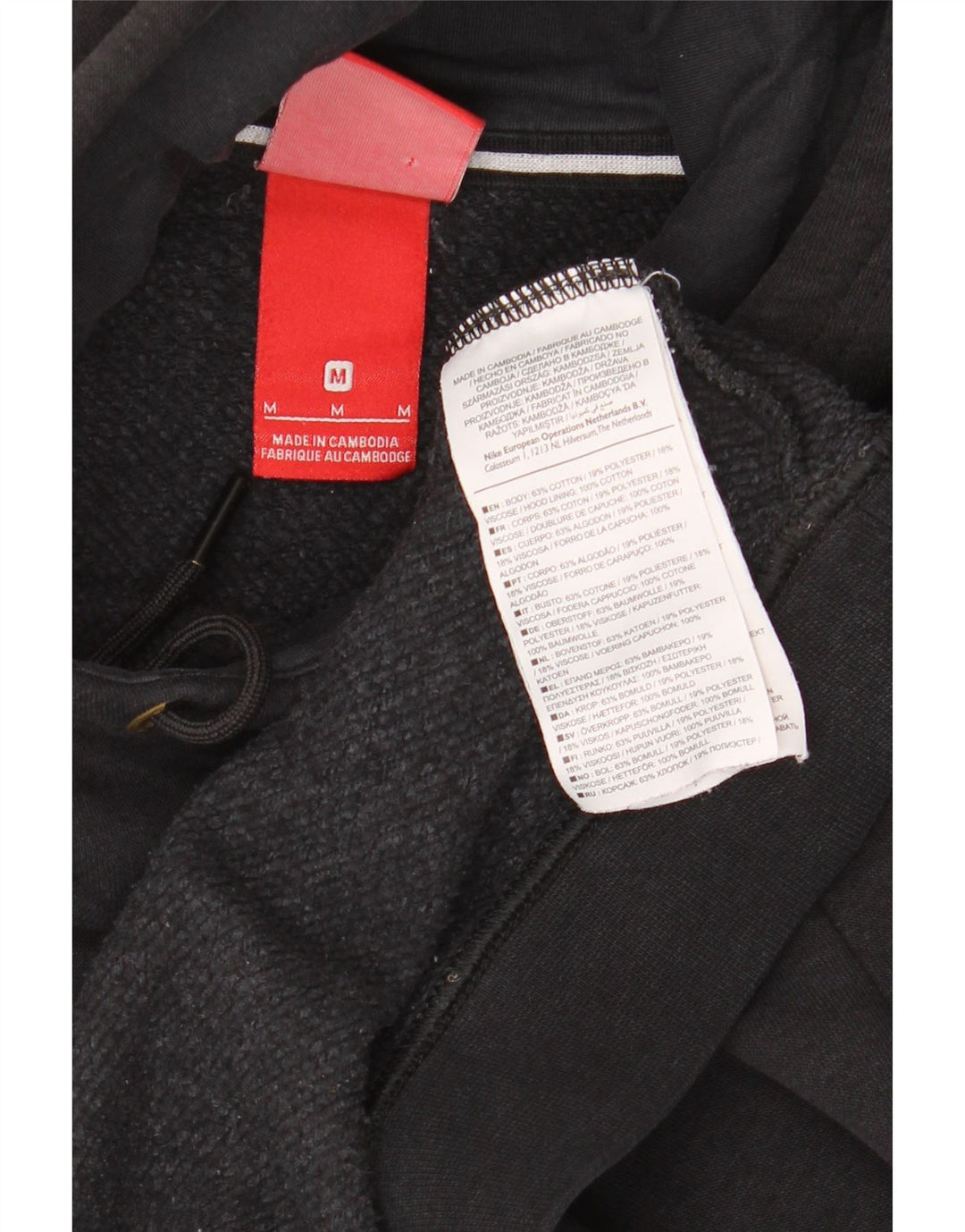 Felpa con cappuccio da uomo NIKE, cotone nero medio