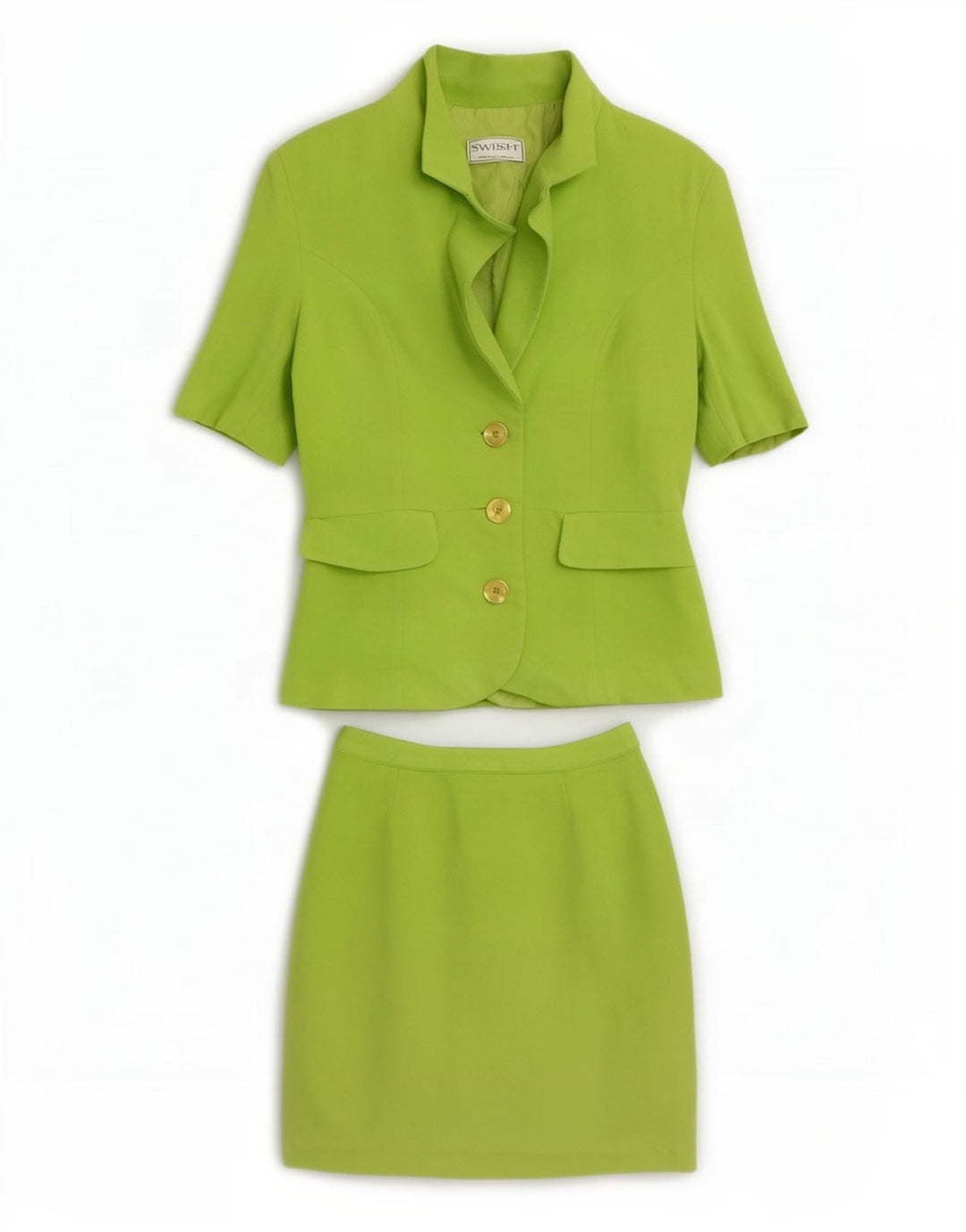 Set gonna da donna in 2 pezzi a 4 bottoni Swish UK 8 piccolo W24 verde