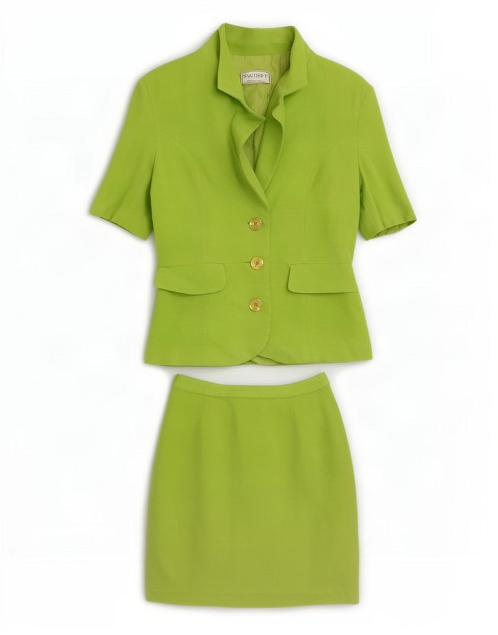Set gonna da donna in 2 pezzi a 4 bottoni Swish UK 8 piccolo W24 verde