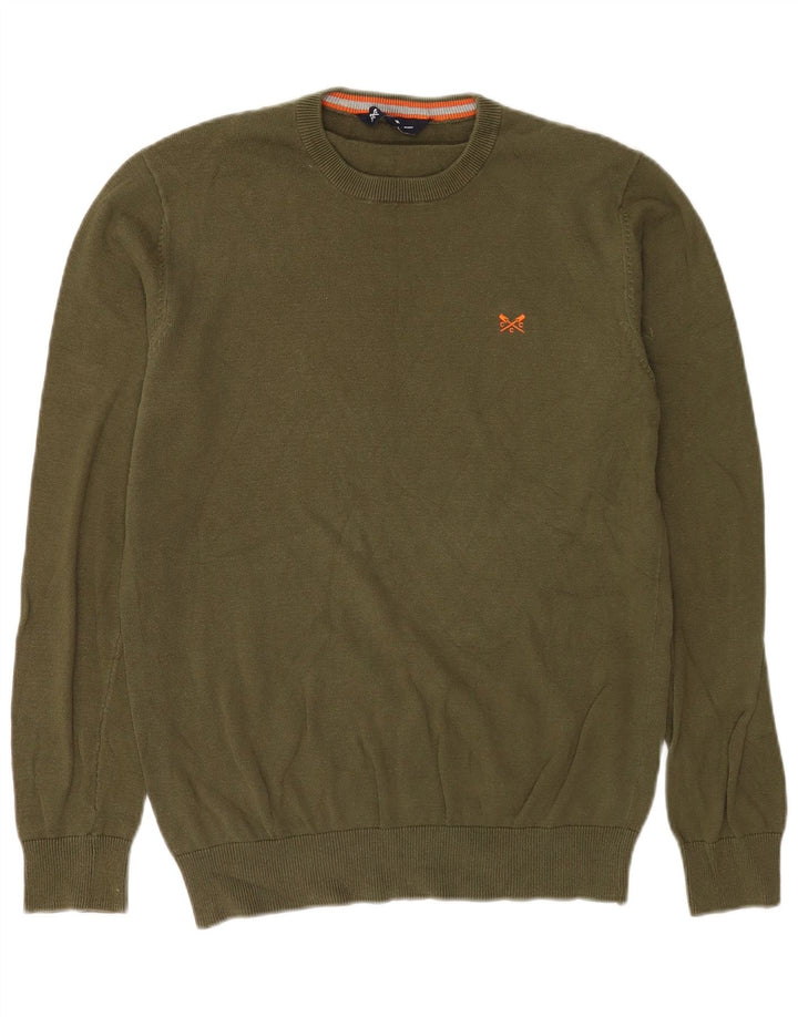 Crew Clothing Maglione da uomo con collo in cotone kaki medio