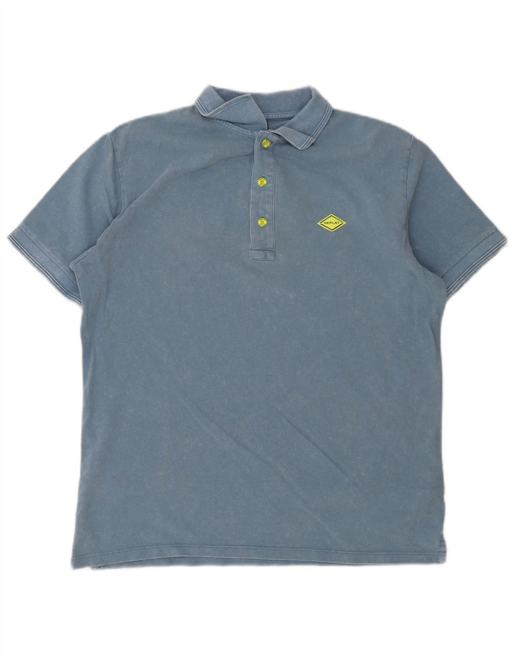 Polo Uomo Replay Large in Cotone Blu