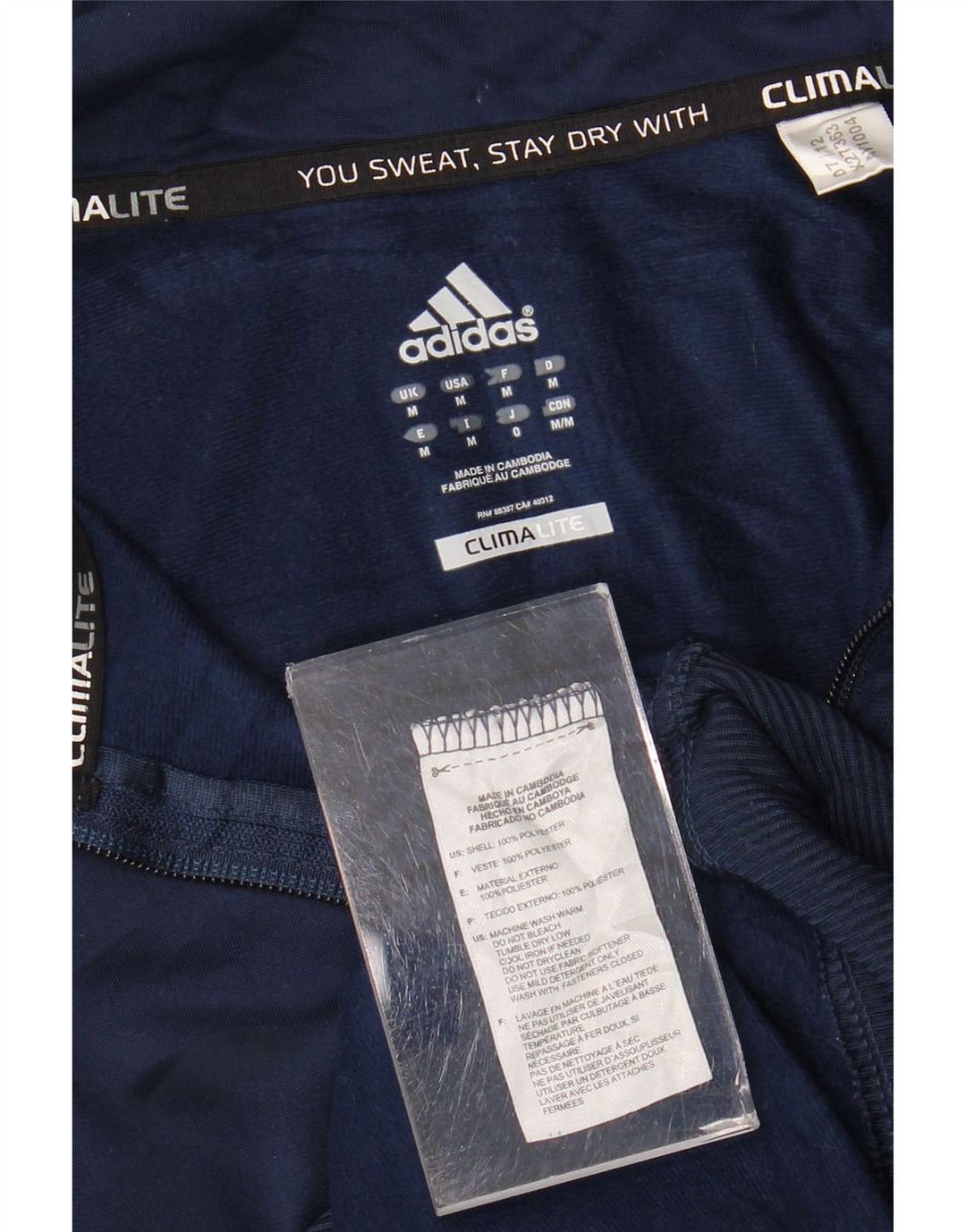 Giacca superiore della tuta da uomo Adidas Climalite media poliestere blu navy