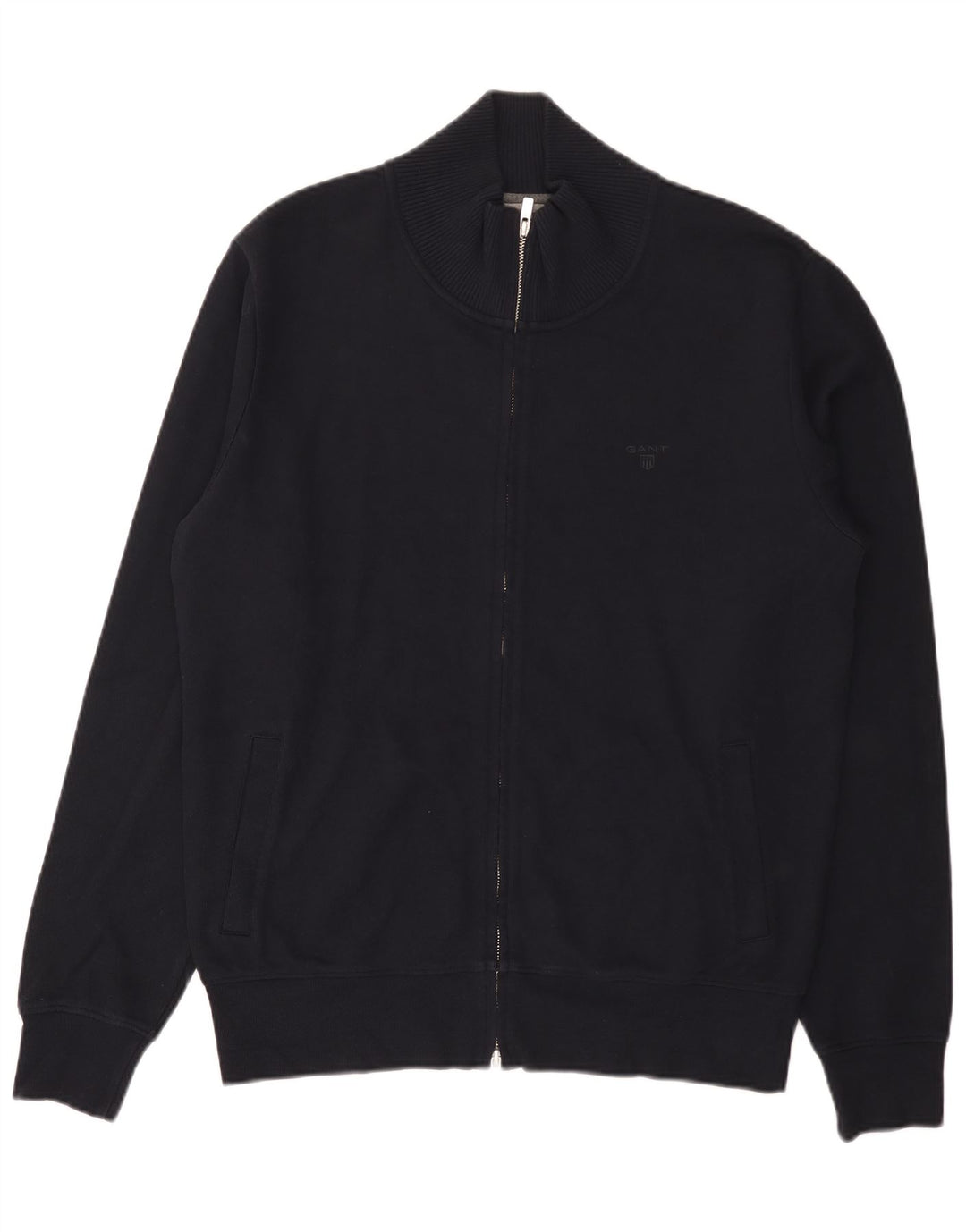 Gant Maglione cardigan con zip intera da uomo grande cotone blu navy