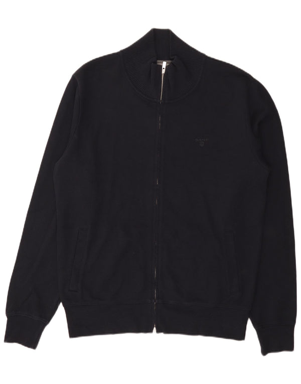 Gant Maglione cardigan con zip intera da uomo grande cotone blu navy