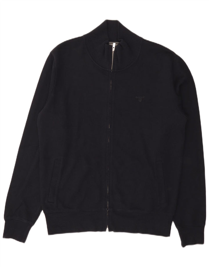 Gant Maglione cardigan con zip intera da uomo grande cotone blu navy
