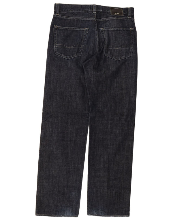 Jeans dritti da uomo Hugo Boss W32 L32 cotone blu navy