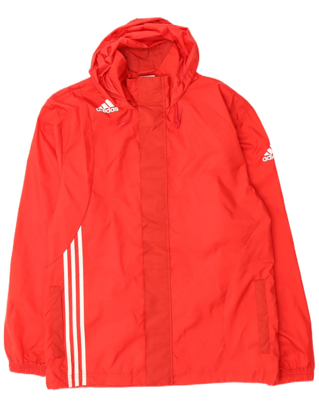 Giacca antipioggia ADIDAS da uomo con cappuccio grafico UK 40 grande nylon rosso