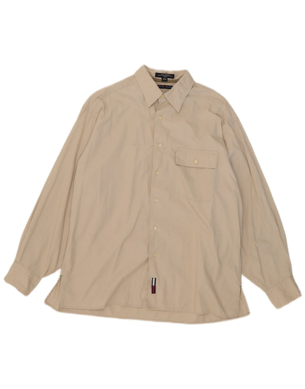 Camicia da uomo Tommy Hilfiger taglia 15 1/2 cotone beige medio