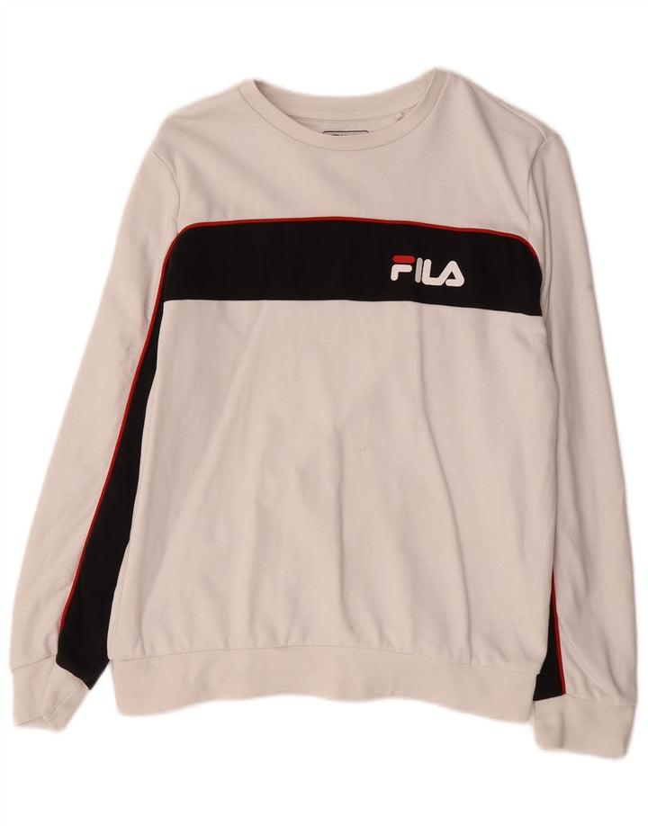 Fila Felpa grafica da uomo Maglione piccolo bianco color block