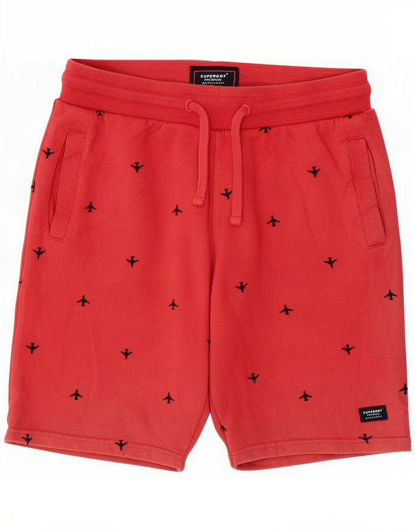Pantaloncini sportivi da uomo con motivo astratto Superdry, grandi, in cotone rosso