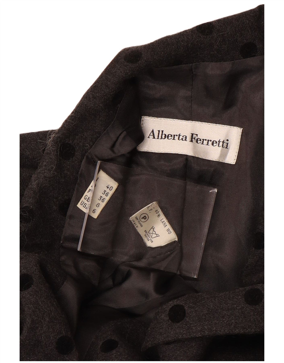 Soprabito da donna ALBERTA FERRETTI UK 8 piccolo in lana a pois grigi