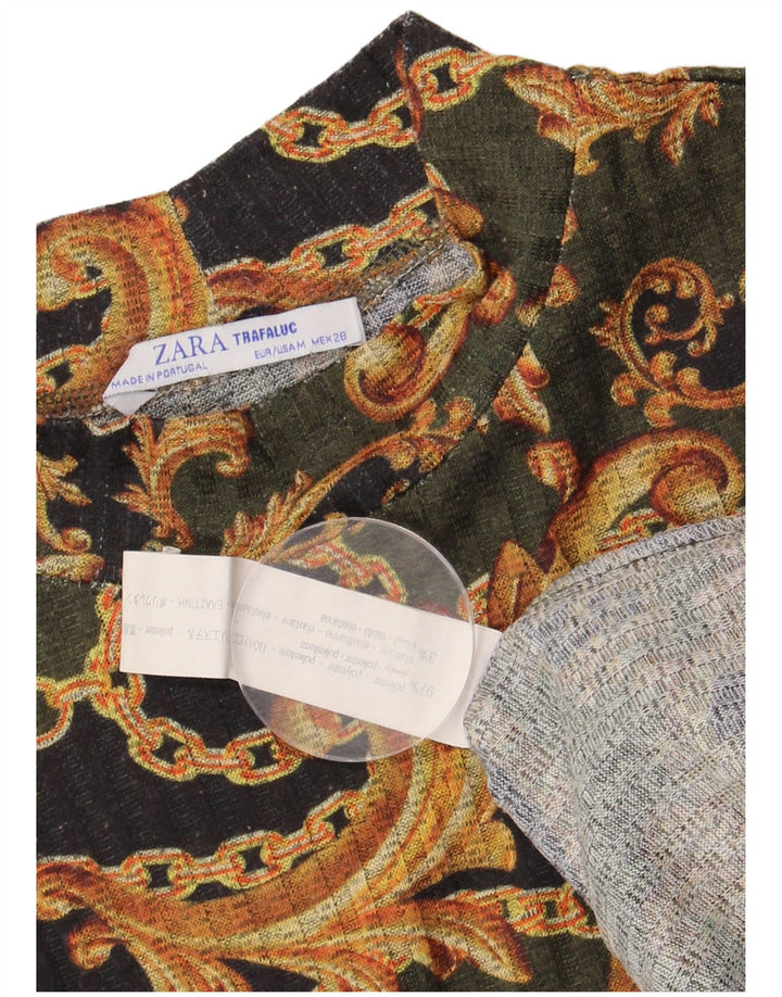 Top Zara a maniche lunghe da donna, in camicetta UK 14, poliestere Cachi medio con motivo cachemire