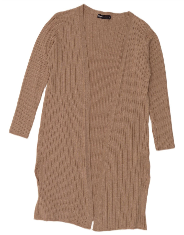 Maglione cardigan aperto lungo da donna Marks & Spencer UK 10 piccolo Beige