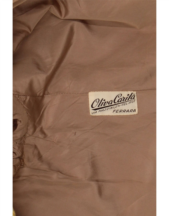 Cappotto doppiopetto vintage da donna UK 14 pied de poule medio giallo