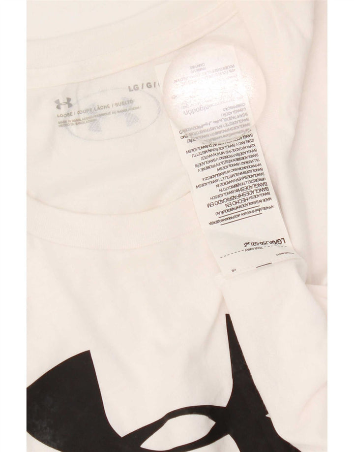T-shirt grafica da uomo Under Armour Top grande in cotone bianco
