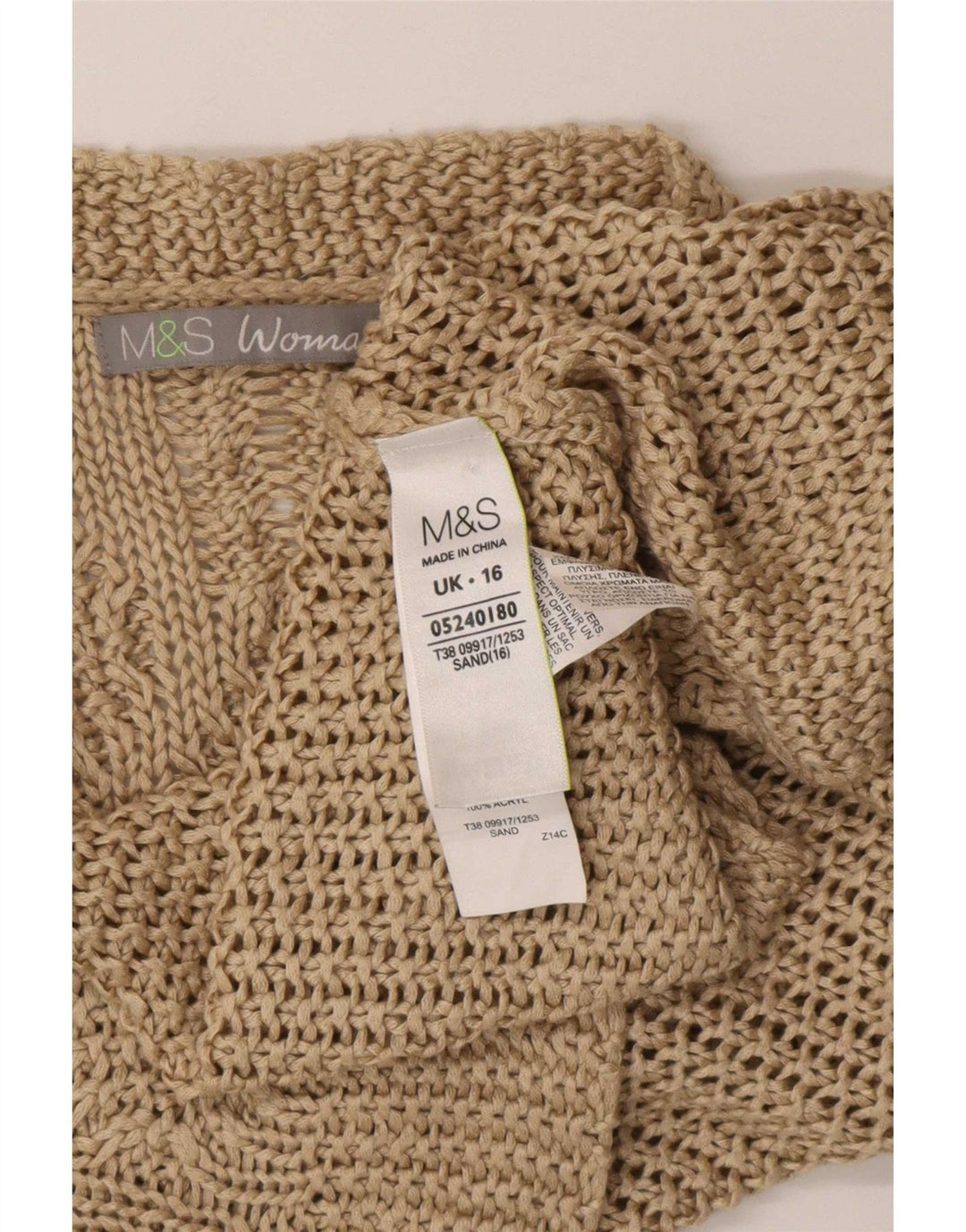 Maglione cardigan oversize da donna Marks & Spencer UK 16 Large Beige Acrilico