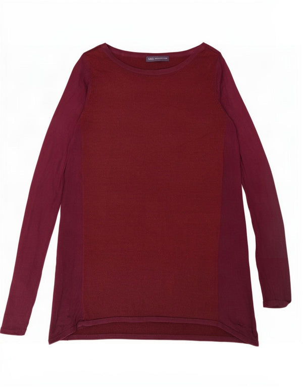 Marks & Spencer Womens Tunic Top UK 10 Small Burgundy Acrylic