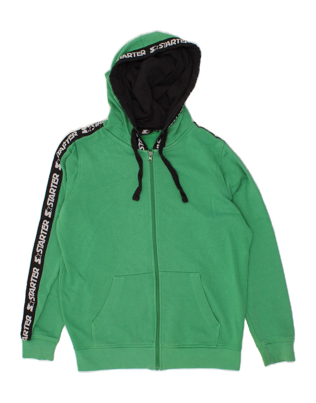 STARTER Mens Graphic Zip Hoodie Sweater Small Green Vintage Starter and Second-Hand Starter from Messina Hembry 