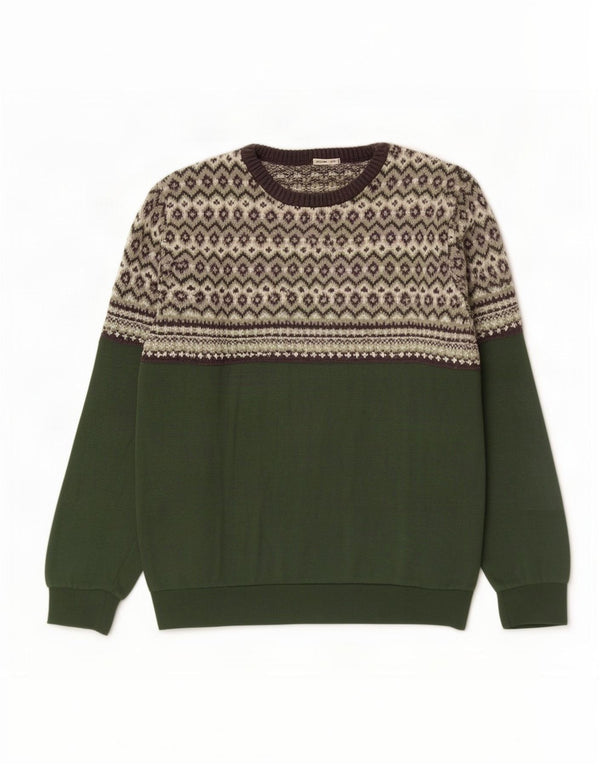 Maglione da uomo Scout con scollo a barca XS verde Fair Isle poliestere