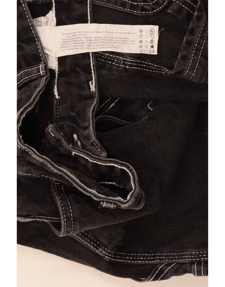 Pantaloncini di jeans cargo STWD da uomo Pull & Bear EU 36 piccoli W29 cotone nero
