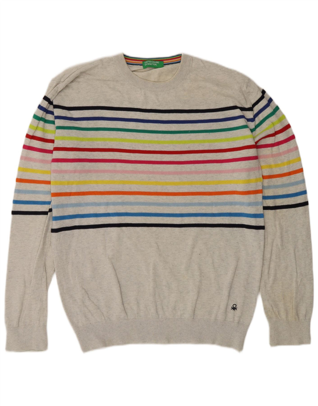 Maglione da uomo girocollo Benetton grigio medio a righe