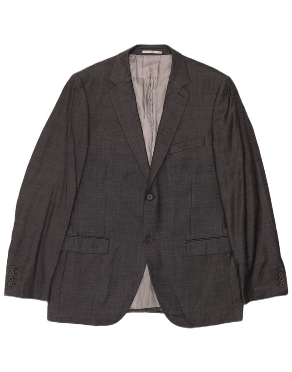 Giacca blazer da uomo Dkny a 2 bottoni vestibilità classica UK 42 XL lana grigia