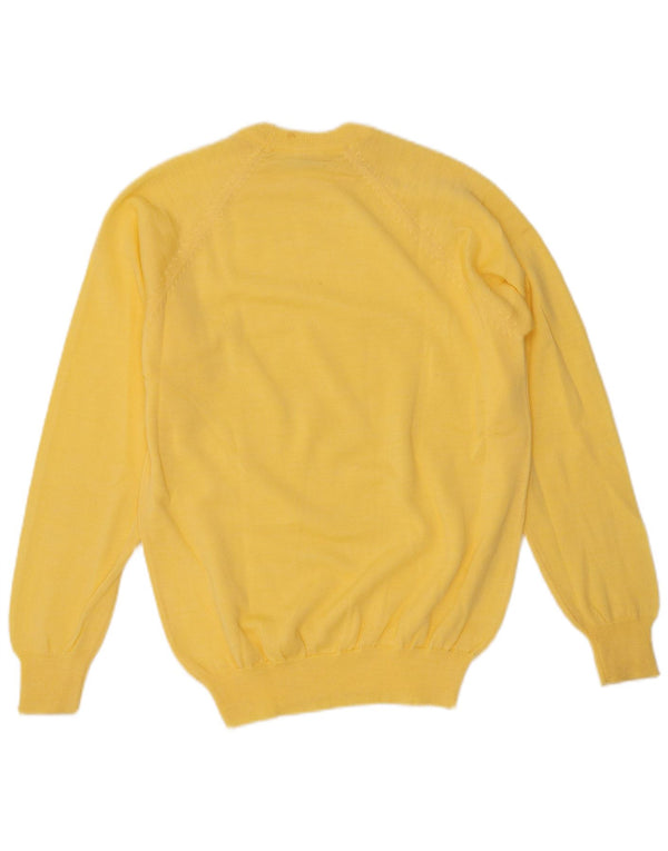 Maglione maglione girocollo da donna VINTAGE UK 16 grande giallo