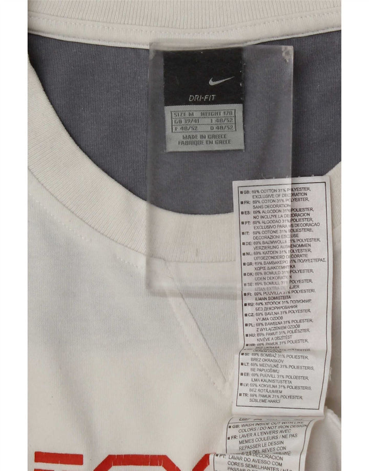 Nike Top grafico da uomo a maniche lunghe UK 39/41 Cotone bianco medio
