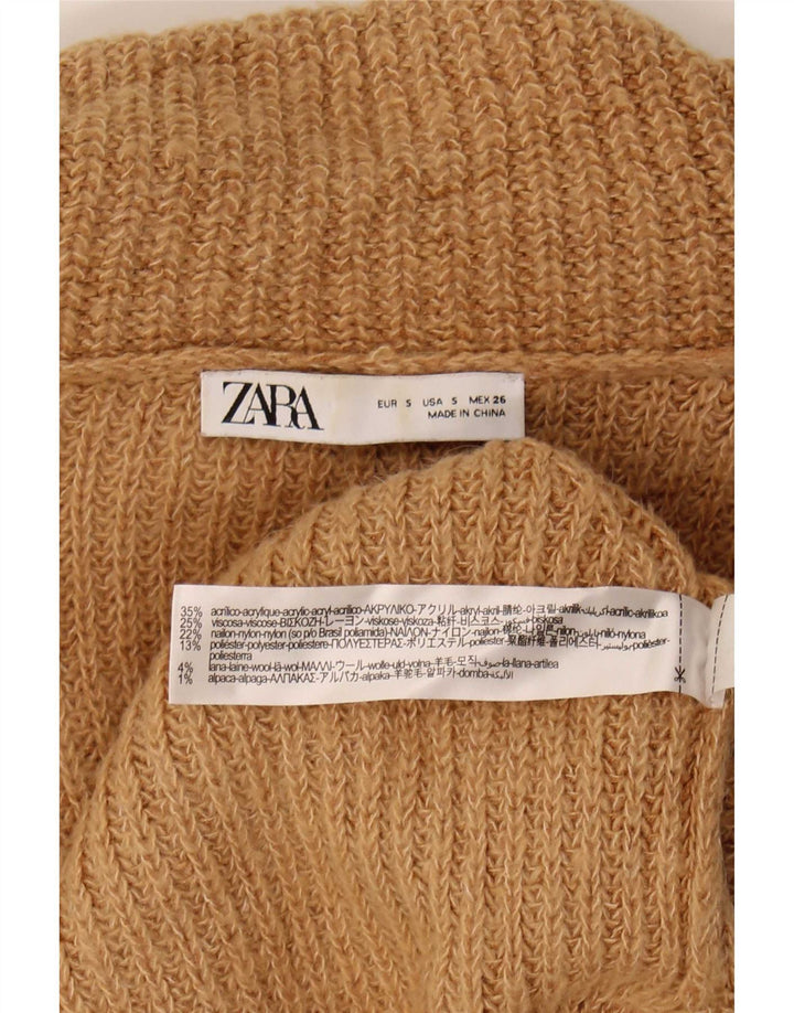 Maglione a collo alto oversize da donna Zara UK 10 piccolo acrilico beige