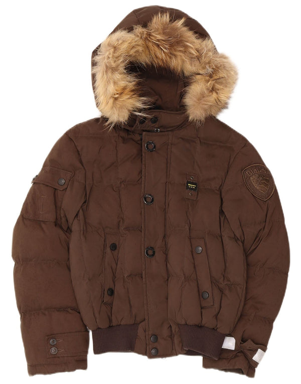 Giubbotto imbottito con cappuccio Blauer bambino 9-10 anni in poliestere marrone