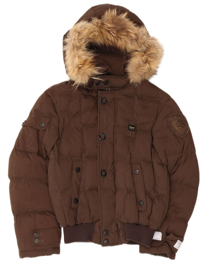 Giubbotto imbottito con cappuccio Blauer bambino 9-10 anni in poliestere marrone