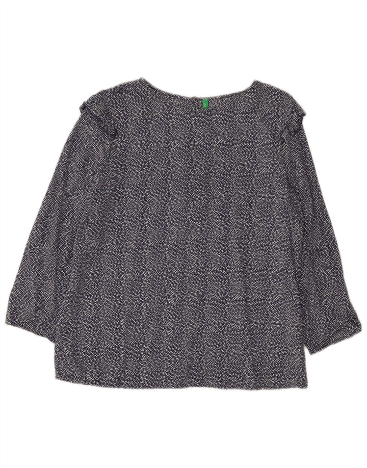Camicetta da donna con maniche a 3/4 Benetton Top UK 14 Modale maculato blu navy medio