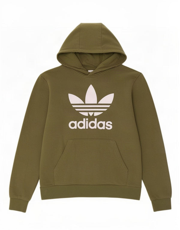 Felpa con cappuccio grafica Adidas da ragazzo 14-15 anni in cotone kaki