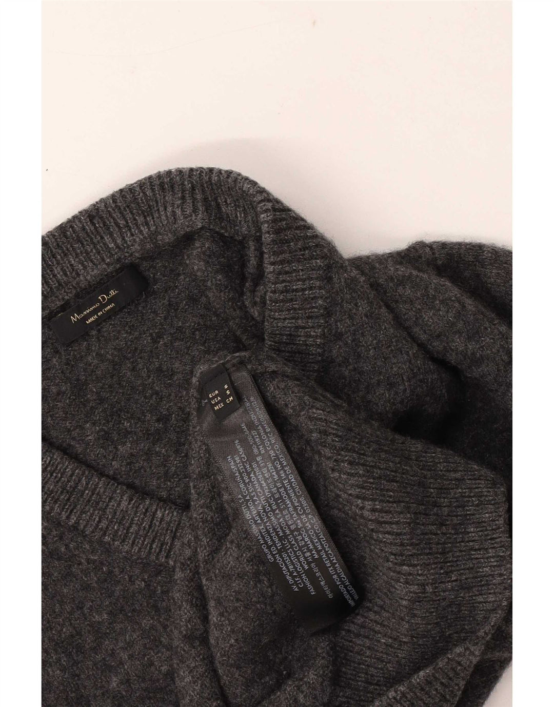 Maglione da donna con scollo a V vestibilità regolare Massimo Dutti UK 10 piccolo grigio