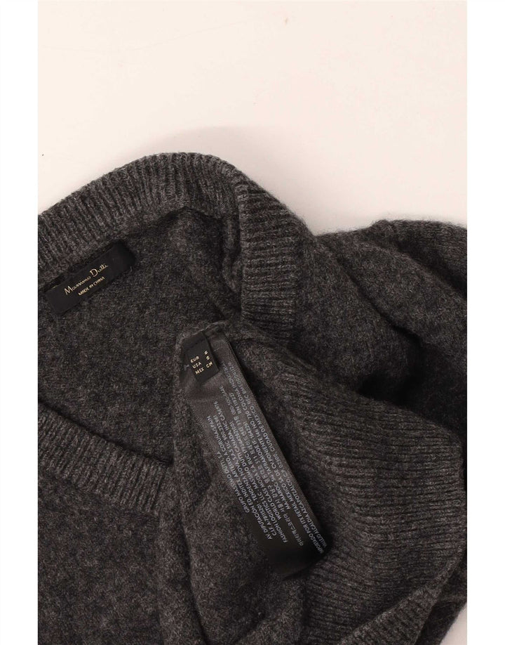 Maglione da donna con scollo a V vestibilità regolare Massimo Dutti UK 10 piccolo grigio