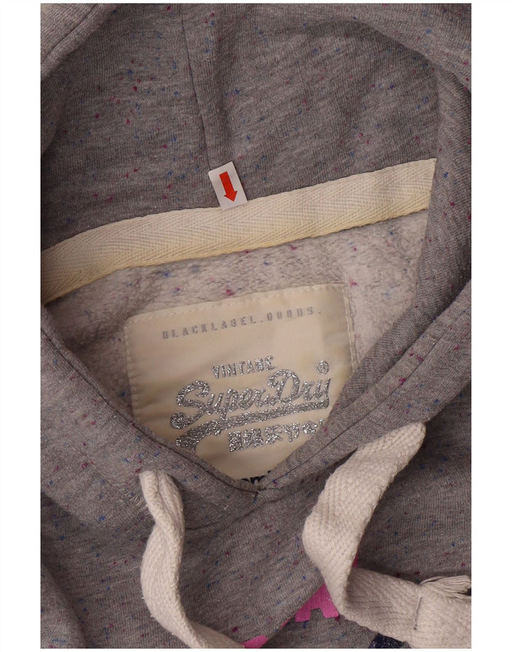Felpa con cappuccio grafica da donna SUPERDRY UK 14 Poliestere screziato grigio medio