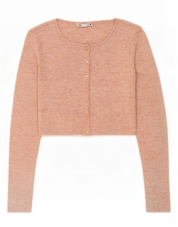 Top cardigan corto da donna Zara UK 12 Beige medio screziato