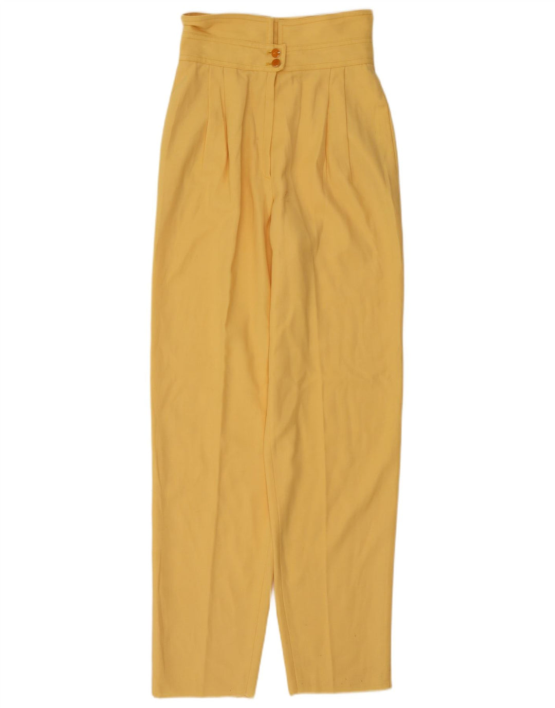 Pantaloni da abito vintage da donna a vita alta con pegging IT 42 medio W28 L32 giallo