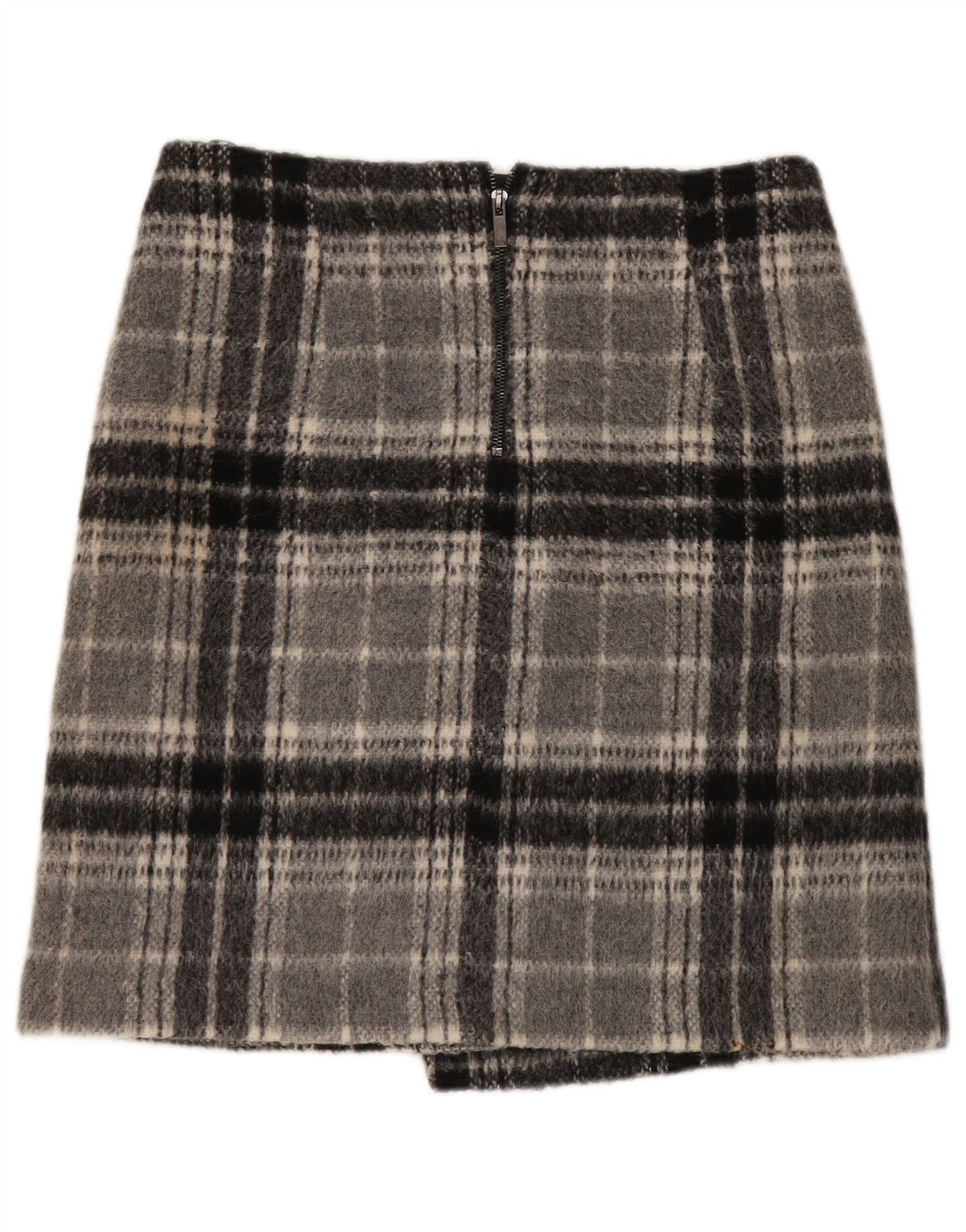 Minigonna da donna Marks & Spencer UK 12 media W32 acrilico a quadri grigio