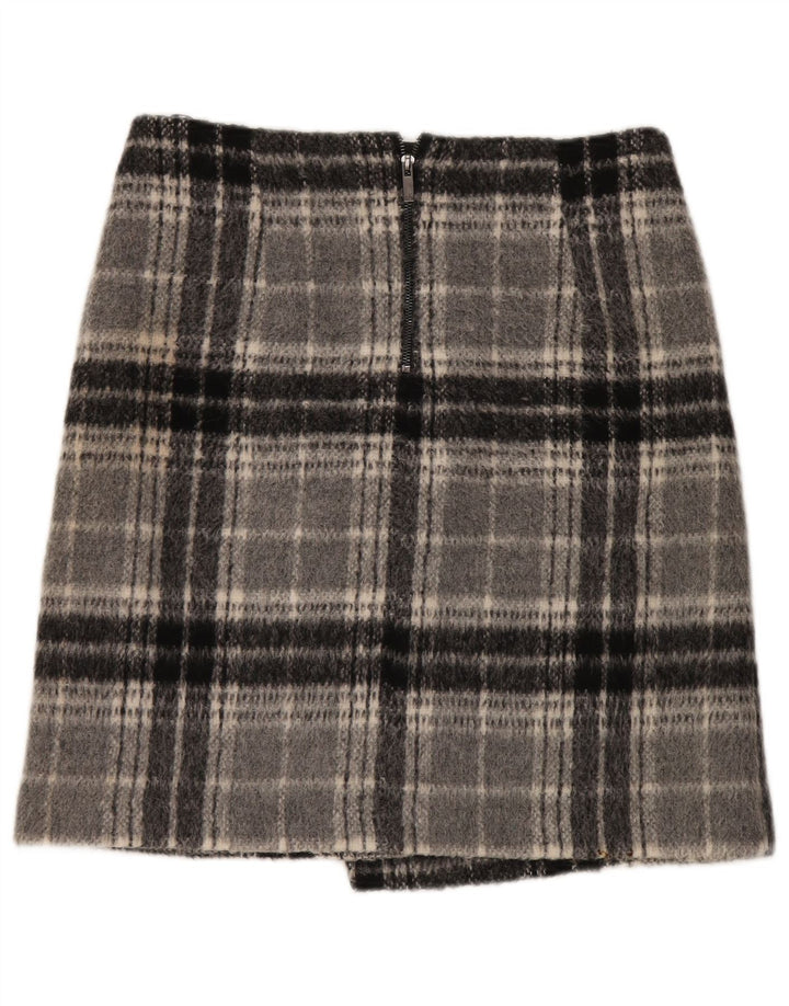 Minigonna da donna Marks & Spencer UK 12 media W32 acrilico a quadri grigio