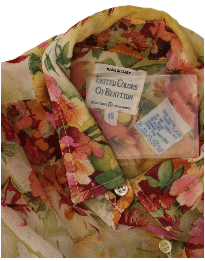 BENETTON Camicia a maniche corte da donna IT 46 Grande floreale multicolore