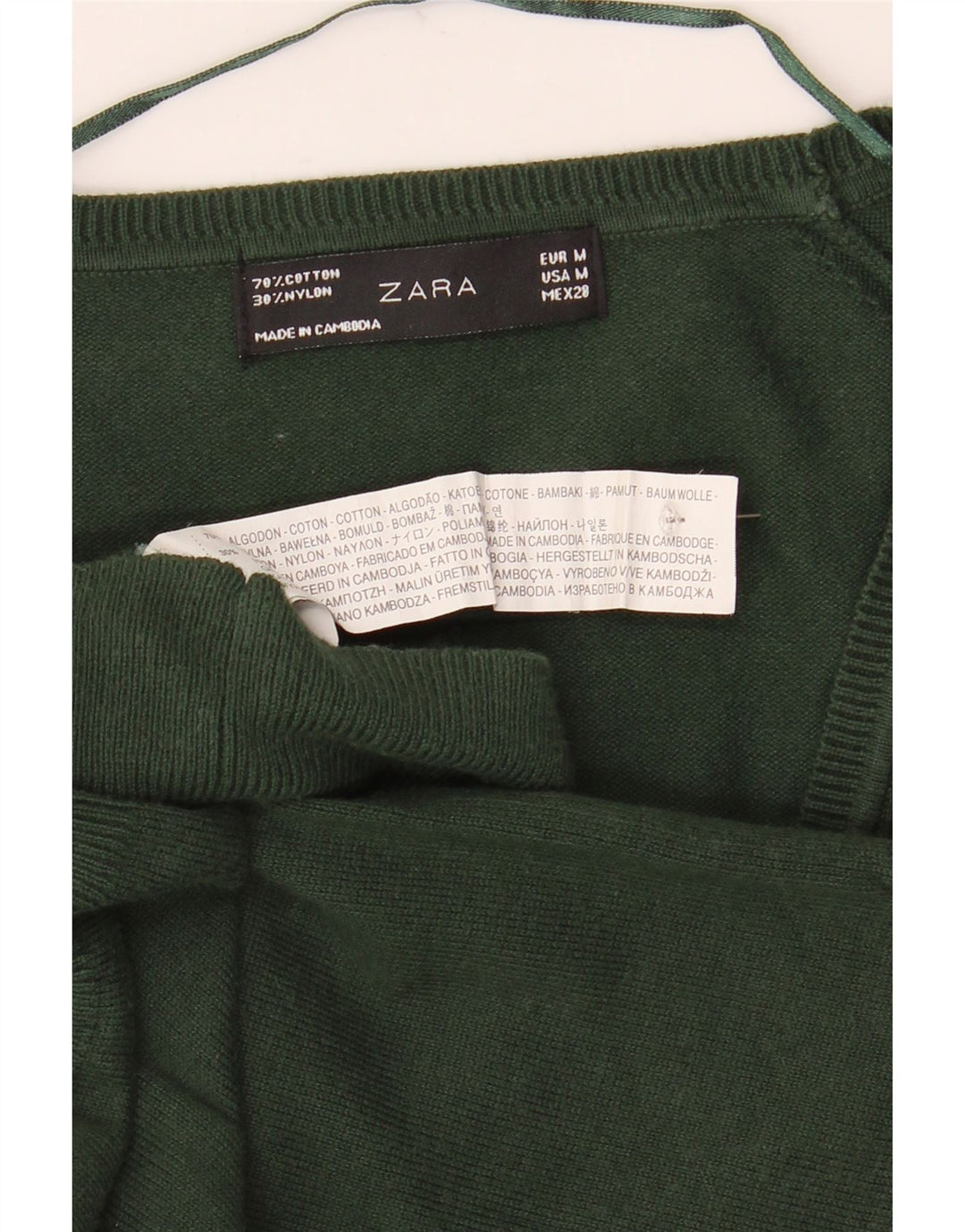 Maglione cardigan da donna Zara UK 12 cotone verde medio