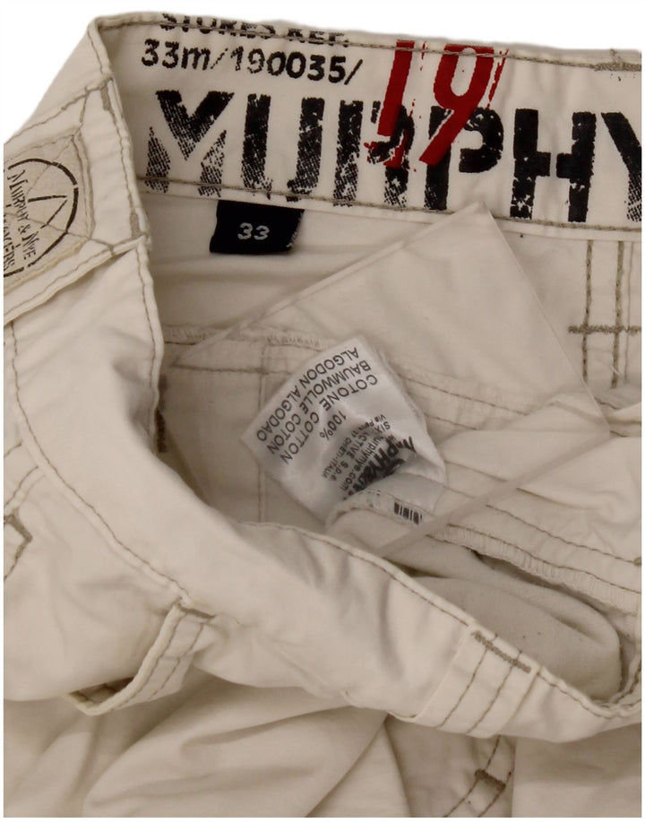 Pantaloni casual dritti da uomo MURPHY & NYE W33 L32 in cotone bianco sporco
