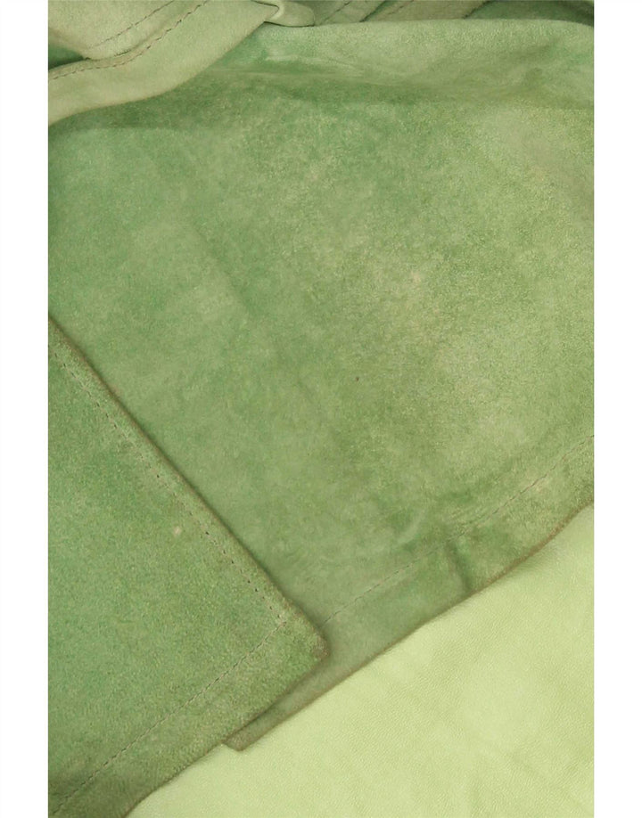 Giacca vintage in pelle scamosciata da donna UK 20 2XL Verde