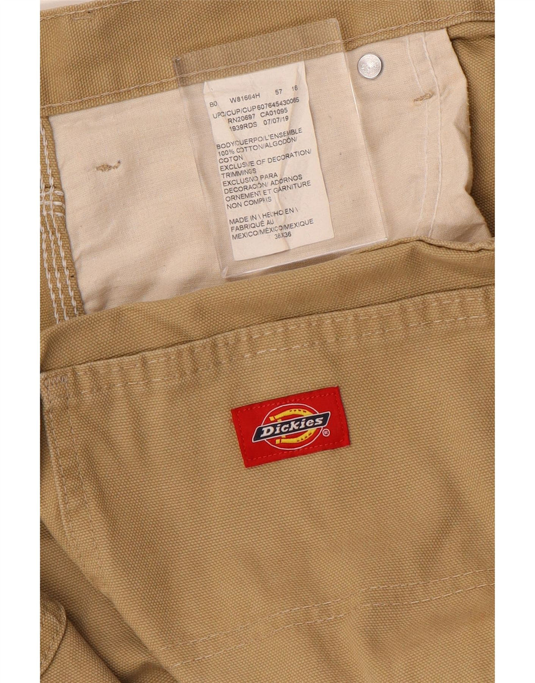 DICKIES Pantaloni cargo dritti da uomo W38 L36 Cotone beige