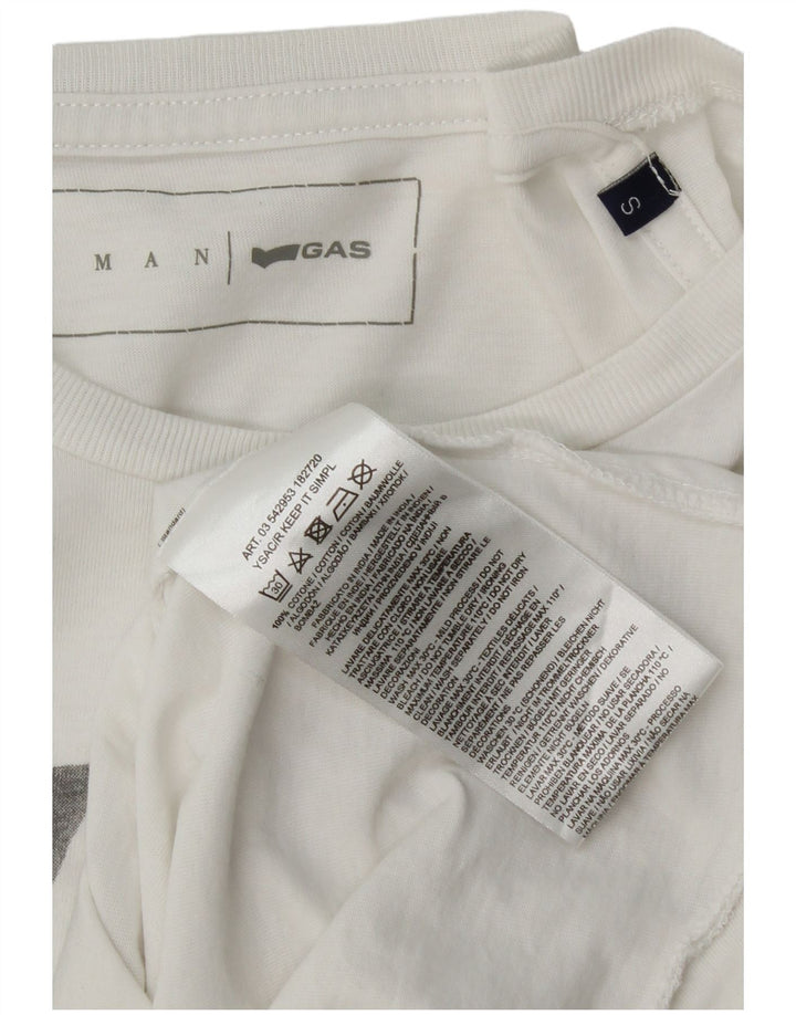 T-shirt grafica da uomo Gas Top piccola in cotone bianco