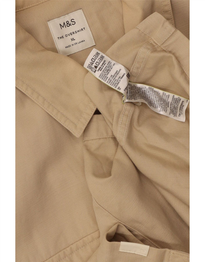 Camicia overshirt da uomo Marks & Spencer XL in cotone beige