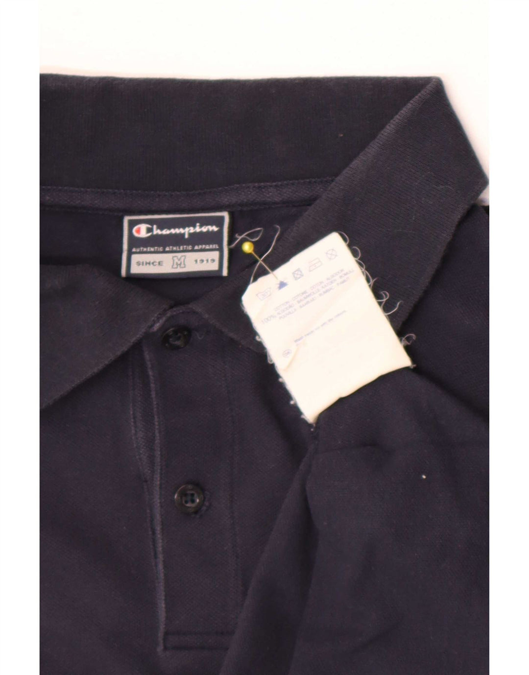 Polo da uomo a maniche lunghe Champion in cotone blu navy medio